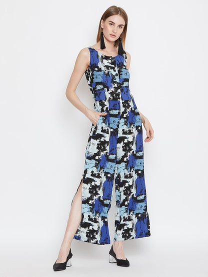 Abstract Printed Sleeveless Jumpsuit