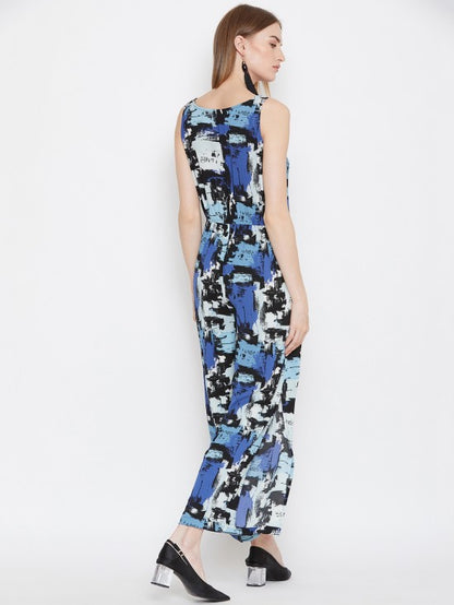 Abstract Printed Sleeveless Jumpsuit