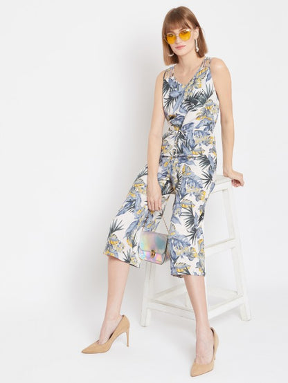 Tropical Print Culotte Style Jumpsuit