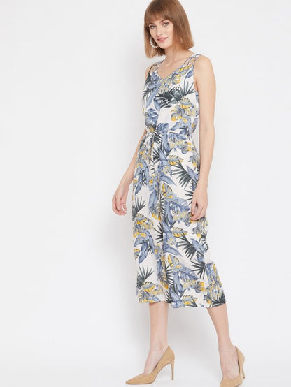 Tropical Print Culotte Style Jumpsuit