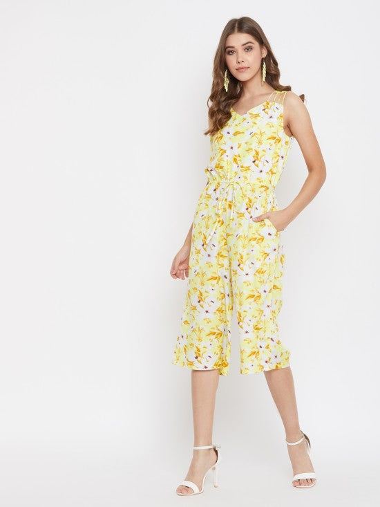Floral Print Culotte Style Jumpsuit