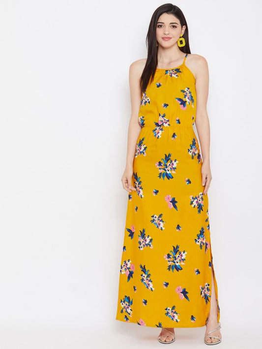 Floral printed noodle strap maxi