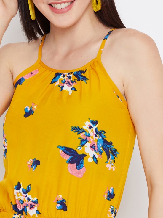 Floral printed noodle strap maxi