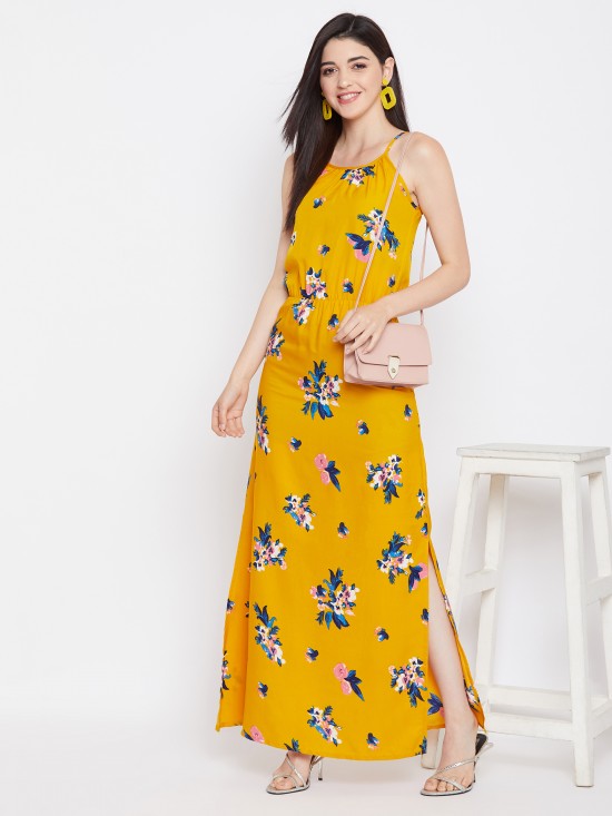Floral printed noodle strap maxi
