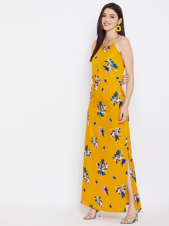 Floral printed noodle strap maxi