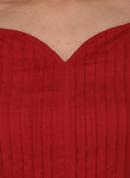 Braided strap pleat yoke dress