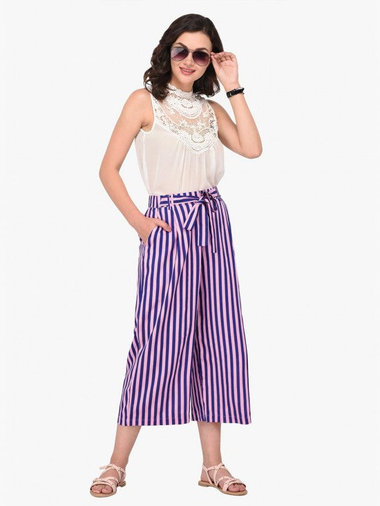 Culottes with wide stripes print
