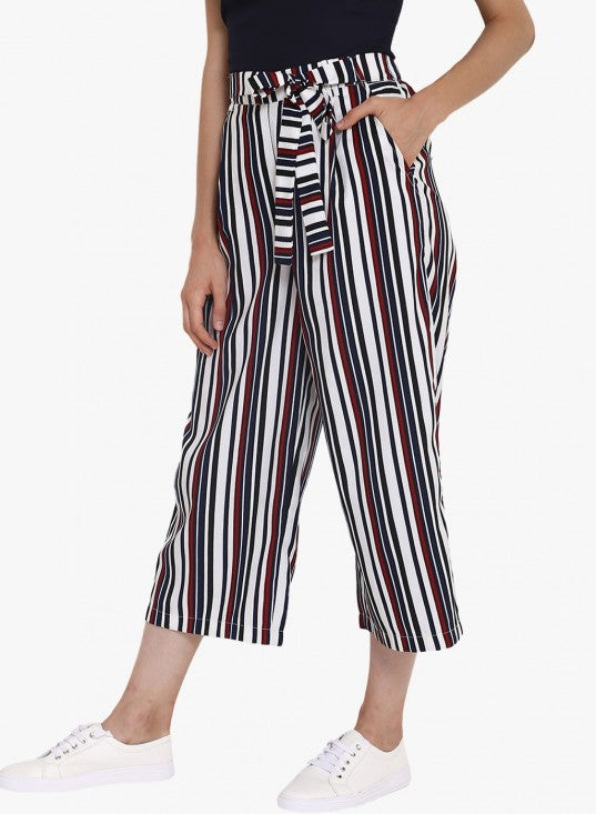 Multicolor stripes printed culottes