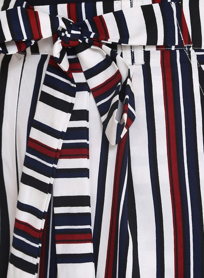 Multicolor stripes printed culottes