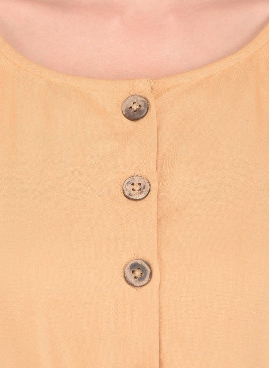 Sleeveless rayon shift dress with buttoned center placket