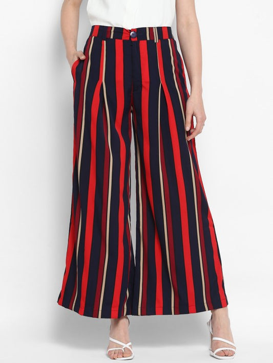 Stripes printed flared trousers
