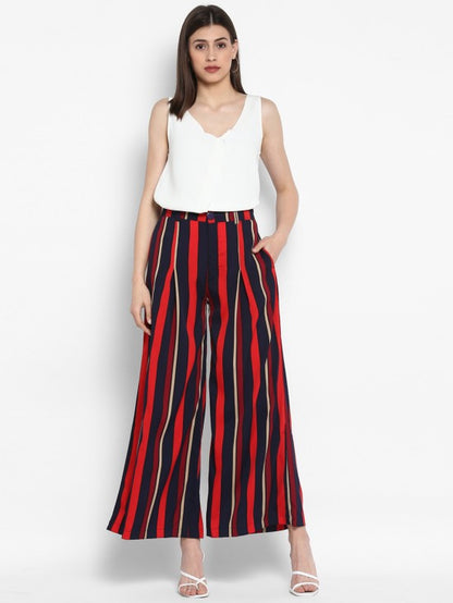 Stripes printed flared trousers