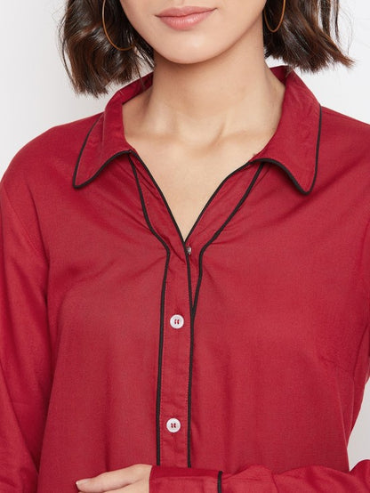Solid shirt with contrast piping