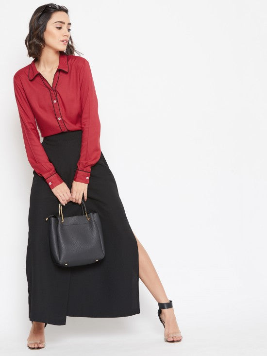 Solid shirt with contrast piping