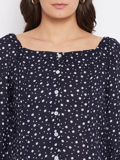 Polka printed blouson top