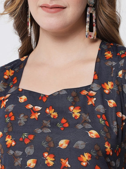 Floral printed back tie dress