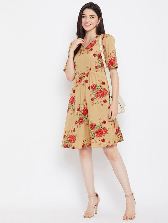 Floral printed shift dress