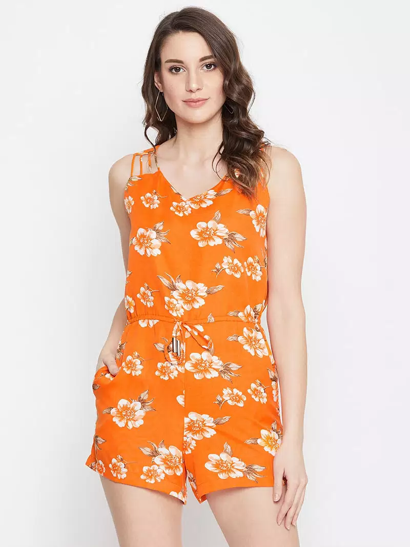 String strap style drawstring romper