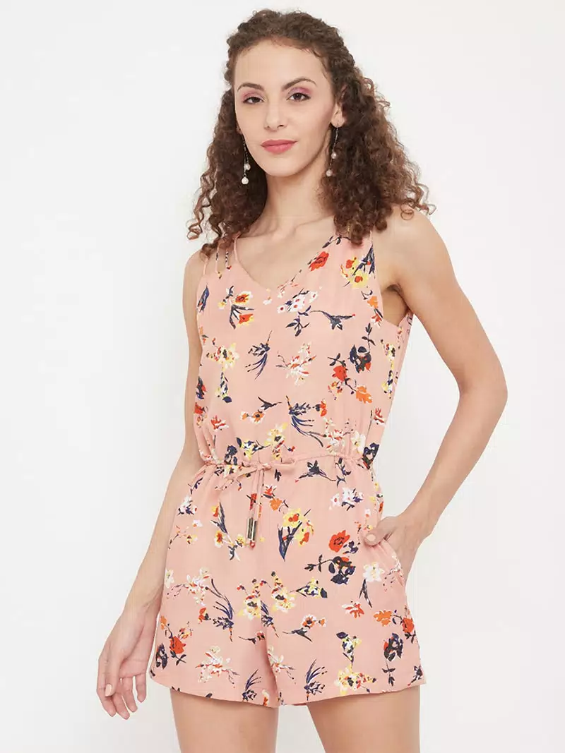 String strap style drawstring romper