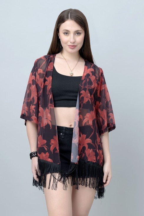 Floral Print Kimono