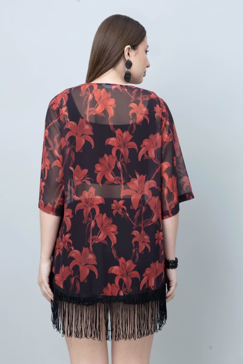 Floral Print Kimono