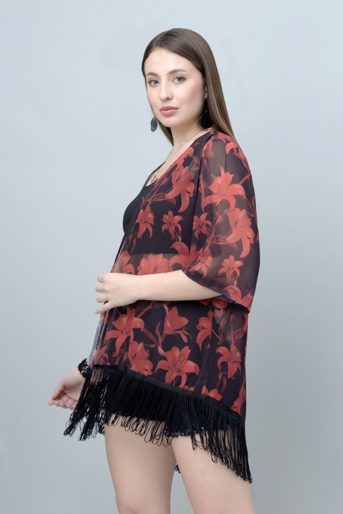 Floral Print Kimono