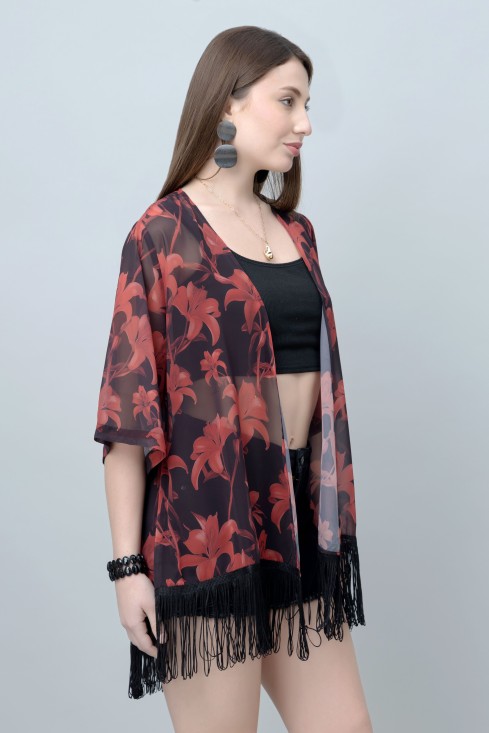 Floral Print Kimono