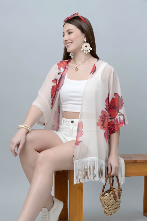 Floral Print Kimono