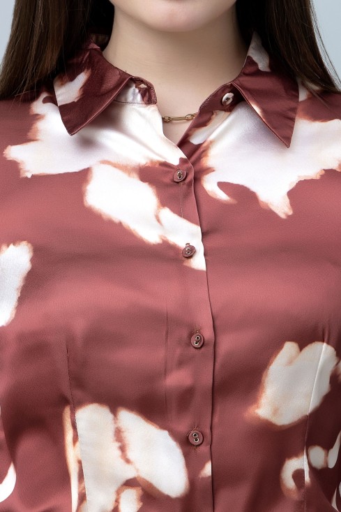 Women's Printed Satin Shirt