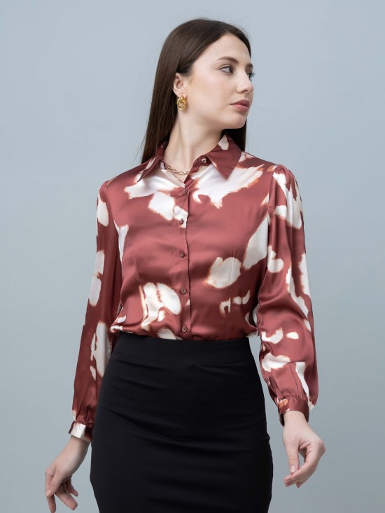 Women's Printed Satin Shirt