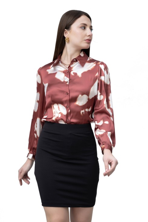 Women's Printed Satin Shirt