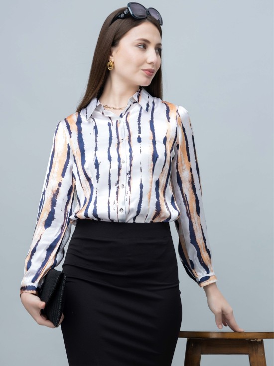 Women's Printed Satin Shirt