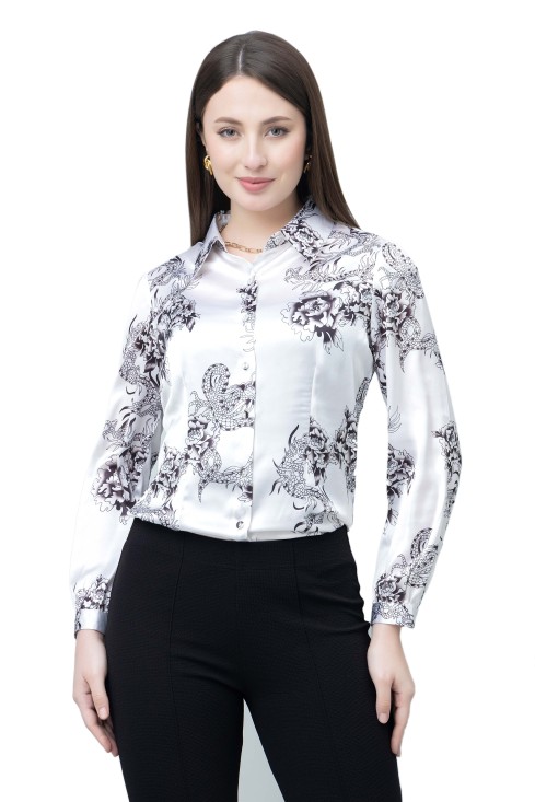 Women's Printed Satin Shirt