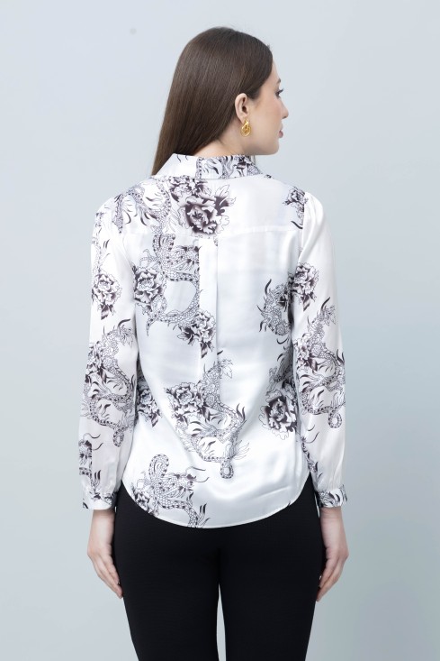 Women's Printed Satin Shirt
