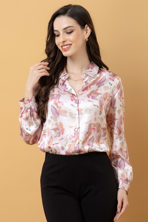 Casual Printed Satin Shirt
