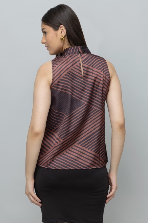 Striped Sleeveless Satin Top