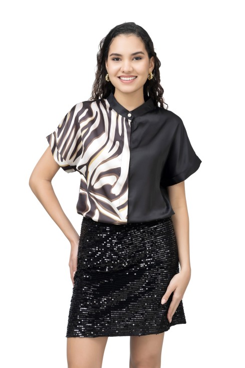 Half and Half Short Sleeves Shirt