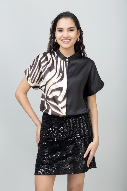 Half and Half Short Sleeves Shirt