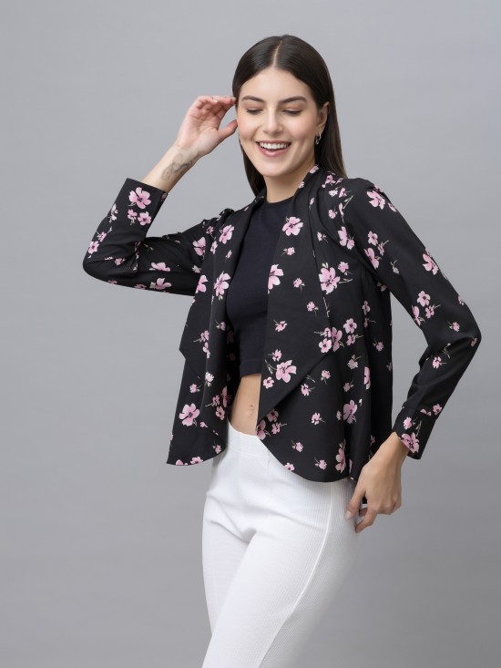 Floral  Casual Front Open Shrug