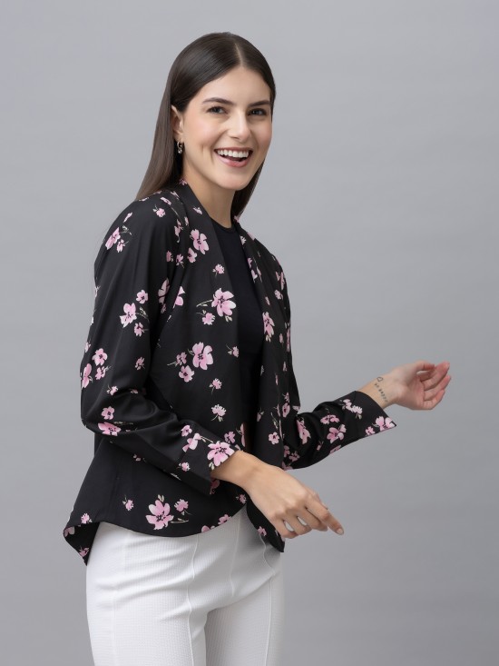 Floral  Casual Front Open Shrug