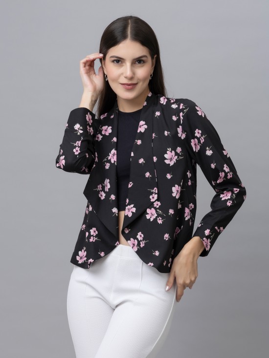 Floral  Casual Front Open Shrug