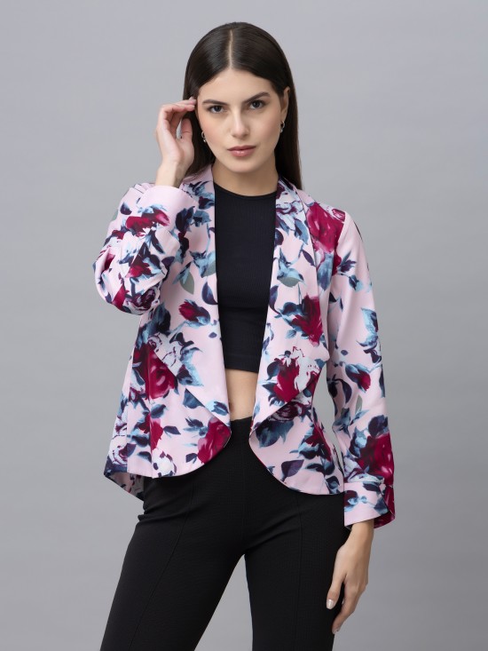 Floral Print Casual Front Open Shrug