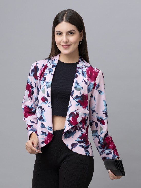 Floral Print Casual Front Open Shrug