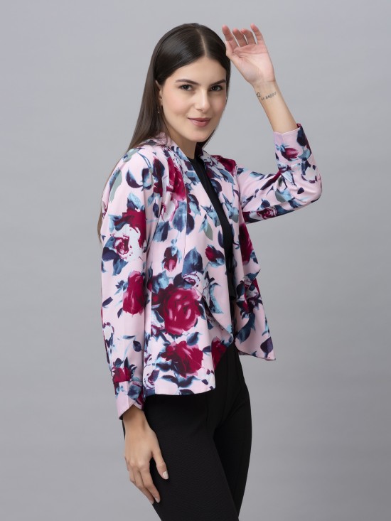 Floral Print Casual Front Open Shrug