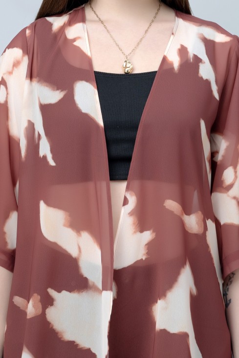 Women's Tie and Dye Kimono Tasseled Shrug