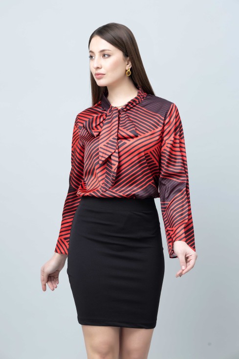 Women's Tie-Up Neck Shirt Style Top