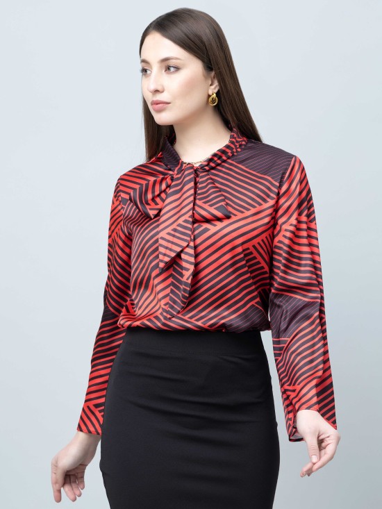 Women's Tie-Up Neck Shirt Style Top