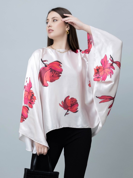 Batwing Sleeves Satin Top