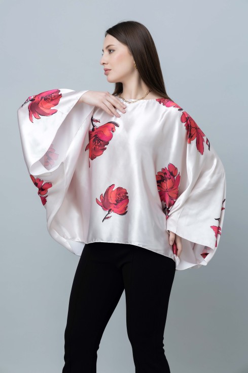 Batwing Sleeves Satin Top