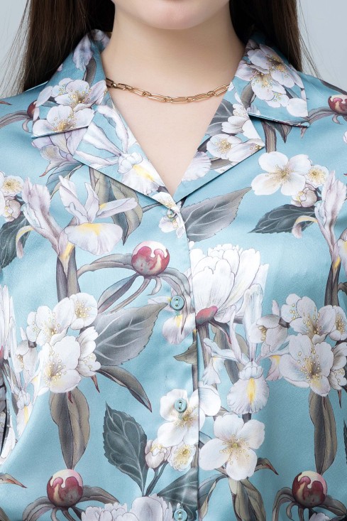 Women's Slit Sleeve Satin Shirt